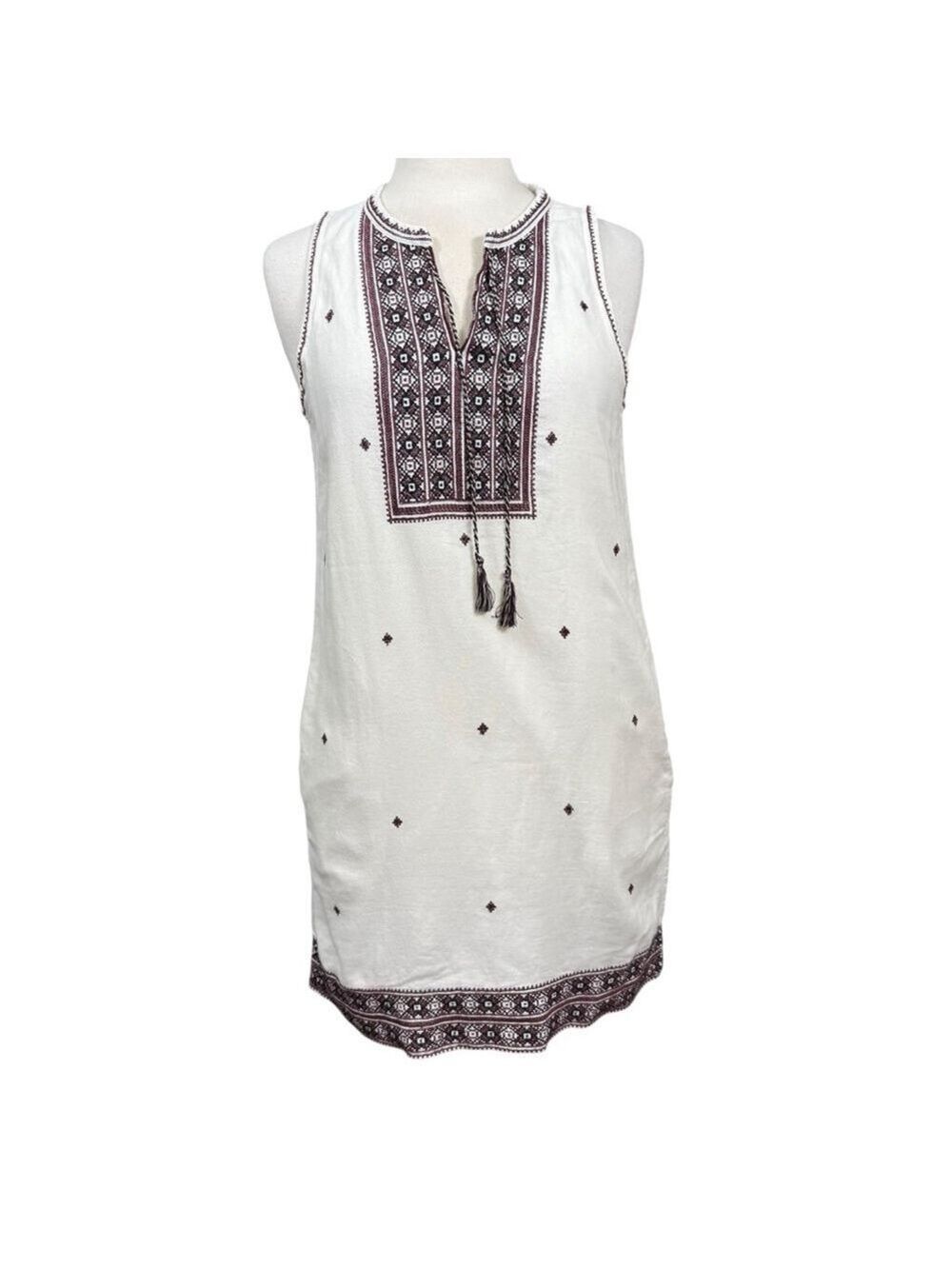 Madewell Embroidered Sleeveless Cotton Shift Dress Ivory Size 4